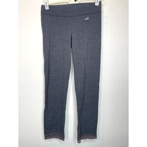 Y2k Twee Hollister Women's Gray Cropped Leggings Lace Trim